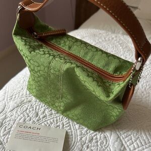Coach SoHo Canvas Leather Green & Brown Hobo Bag